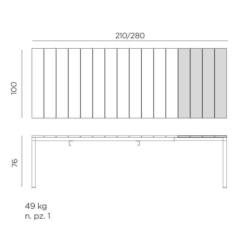 Tavolo Rio Ext 210/280x100 cm - Nardi
