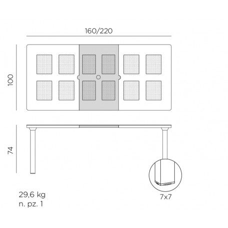 Tavolo Levante 160/220x100 cm- Nardi