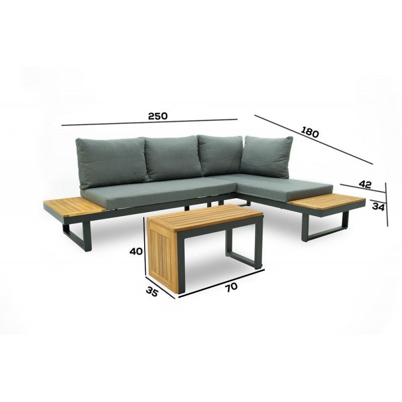 Set Divano Modulare in Alluminio Dafne Antracite