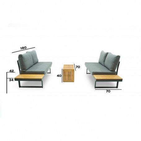 Set Divano Modulare in Alluminio Dafne Antracite