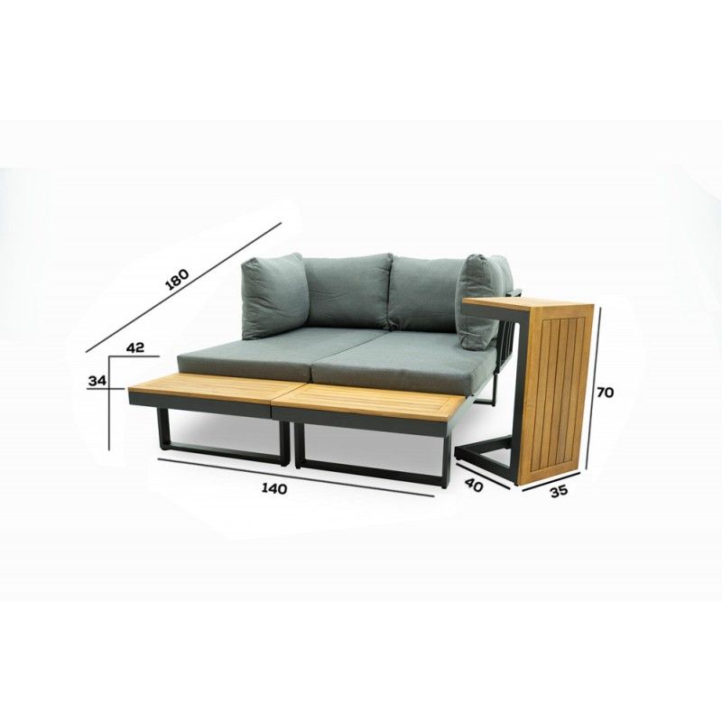 Set Divano Modulare in Alluminio Dafne Antracite