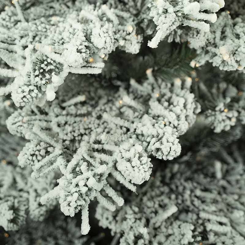 Albero Innevato in Pvc con Luci Led H.210 cm con Apertura ad Ombrello | Albero Realistico Artificiale con Luci Led