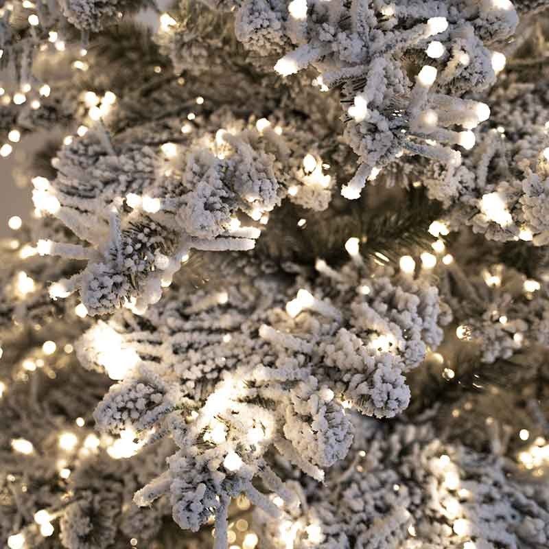 Albero Innevato in Pvc con Luci Led H.210 cm con Apertura ad Ombrello | Albero Realistico Artificiale con Luci Led