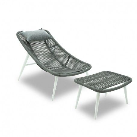 Poltrona con Poggiapiedi in Alluminio e Corde Licis