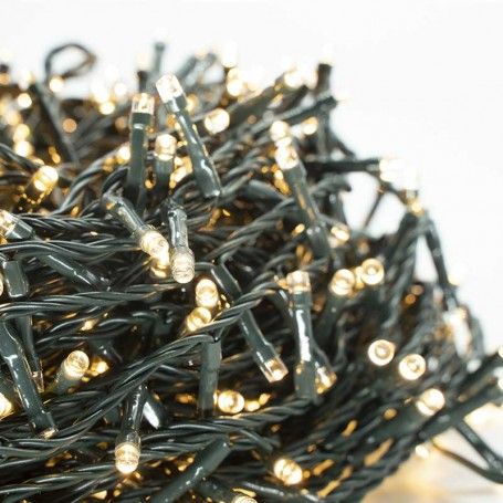 Catena Memory Control con 480 Luci Led Bianco Caldo con Cavo Verde 24 metri, Uso Esterno