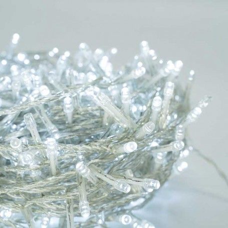 Catena 1300 Luci Led Bianco Freddo Cavo Trasparente Memory Control 65 metri, Uso Esterno