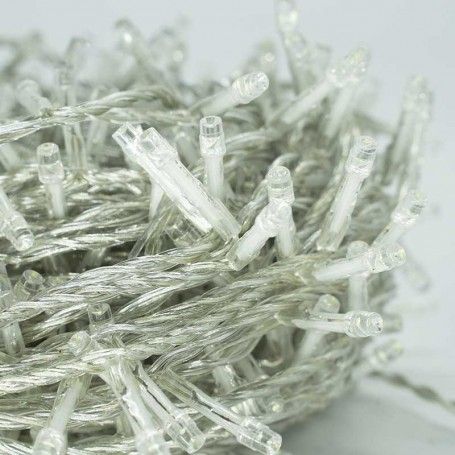 Catena 1300 Luci Led Bianco Freddo Cavo Trasparente Memory Control 65 metri, Uso Esterno