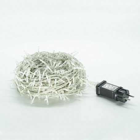 Catena 1300 Luci Led Bianco Freddo Cavo Trasparente Memory Control 65 metri, Uso Esterno