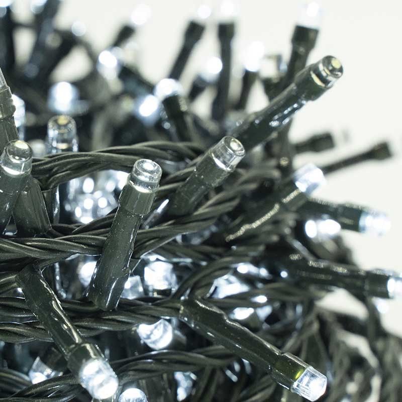 Catena con 1000 Luci Led Bianco Freddo con Cavo Verde, 50 metri + 5, Uso Esterno