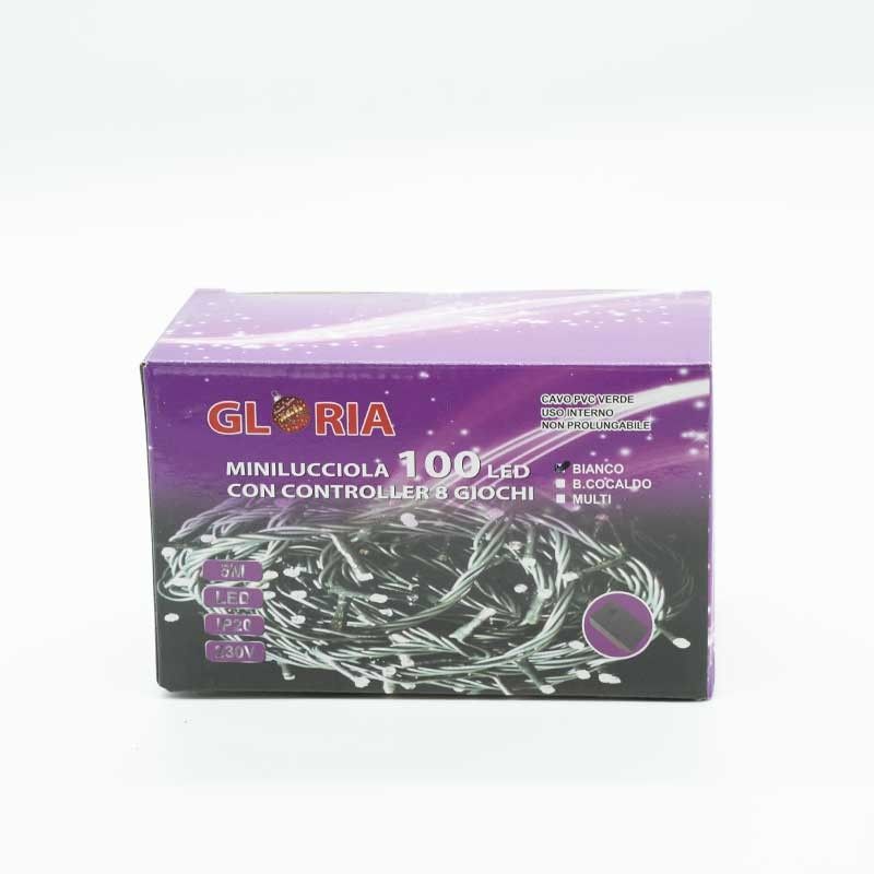 Minilucciole 100 Luci Led Bianco Freddo con Controller 8 Giochi 5 metri Uso Interno
