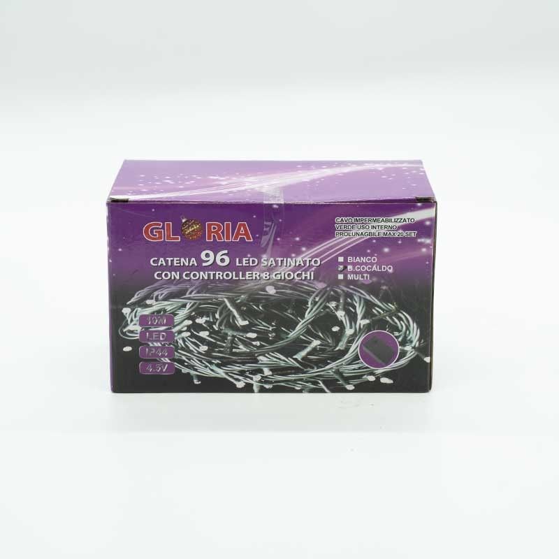 Catena con 96 Luci Led Bianco Satinato Caldo, Controller 8 Giochi, 10 metri Uso Esterno