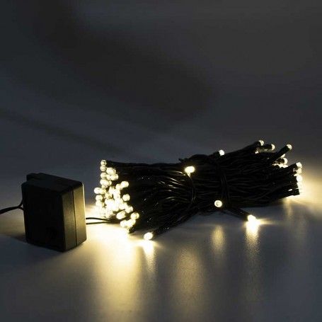 Catena con 96 Luci Led Bianco Satinato Caldo, Controller 8 Giochi, 10 metri Uso Esterno