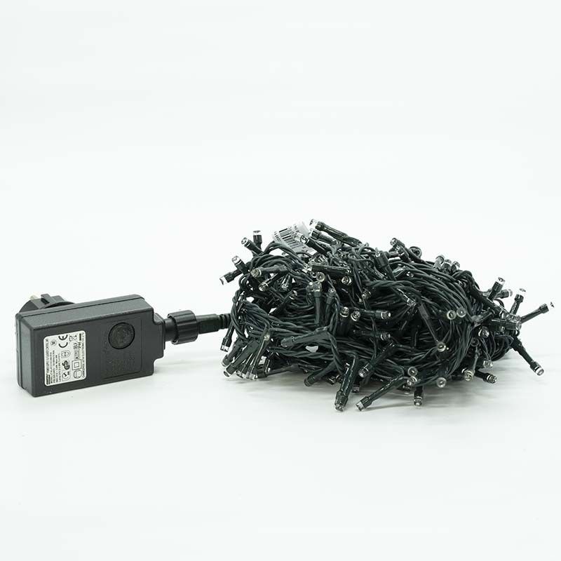 Catena Luminosa con 180 Luci Led Blu con Cavo Verde 3 metri, 8 Giochi Luci, Uso Esterno