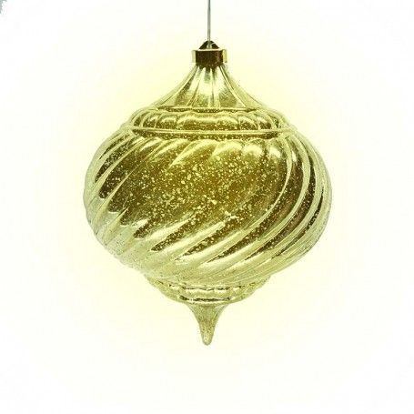 Cipolla Natalizia Oro in Plastica con Led Bianco Caldo D.15 cm