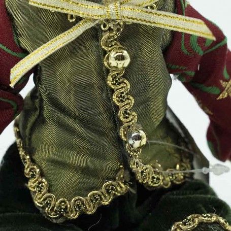 Elfo Natalizio con Abito Verde e Burgundy H.23 cm