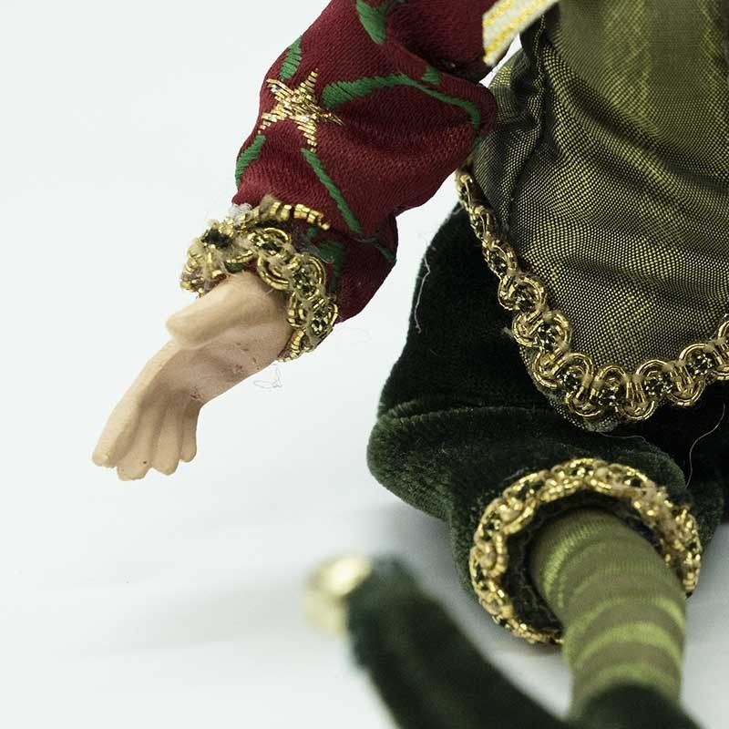 Elfo Natalizio con Abito Verde e Burgundy H.23 cm