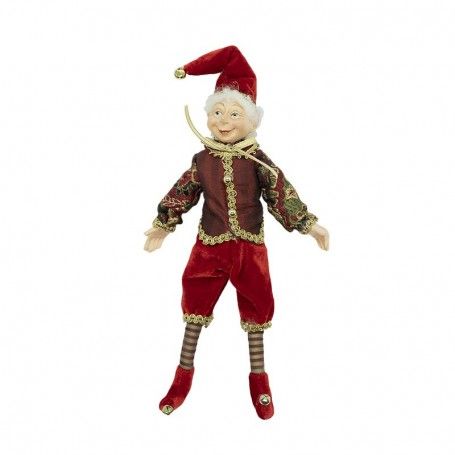 Elfo di Natale con Abito Rosso, Burgundy e Oro
