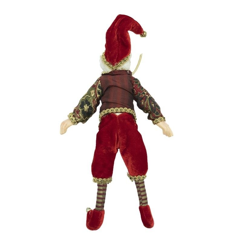 Elfo di Natale con Abito Rosso, Burgundy e Oro
