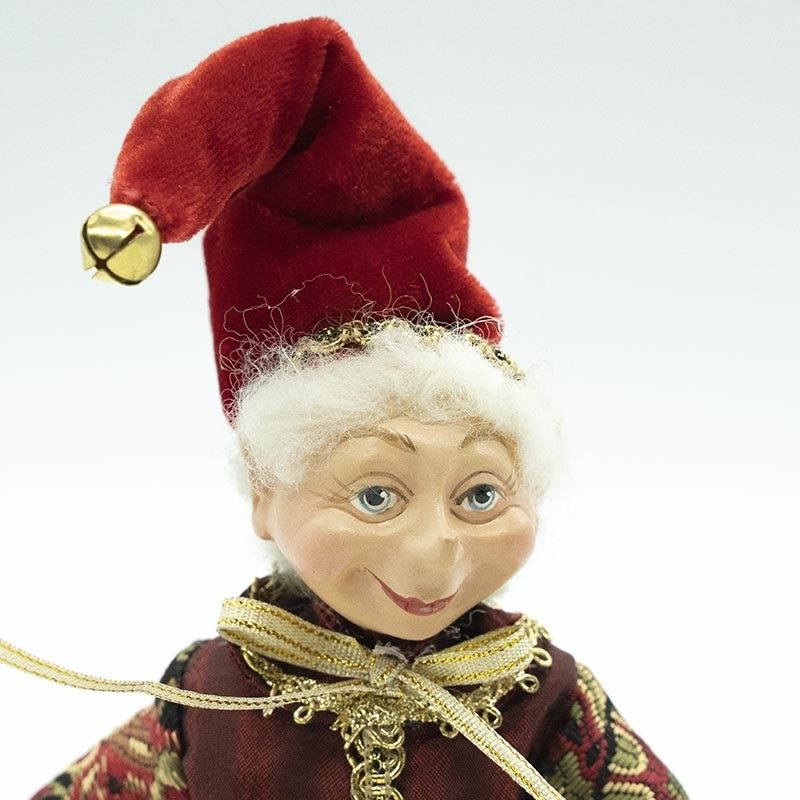 Elfo di Natale con Abito Rosso, Burgundy e Oro