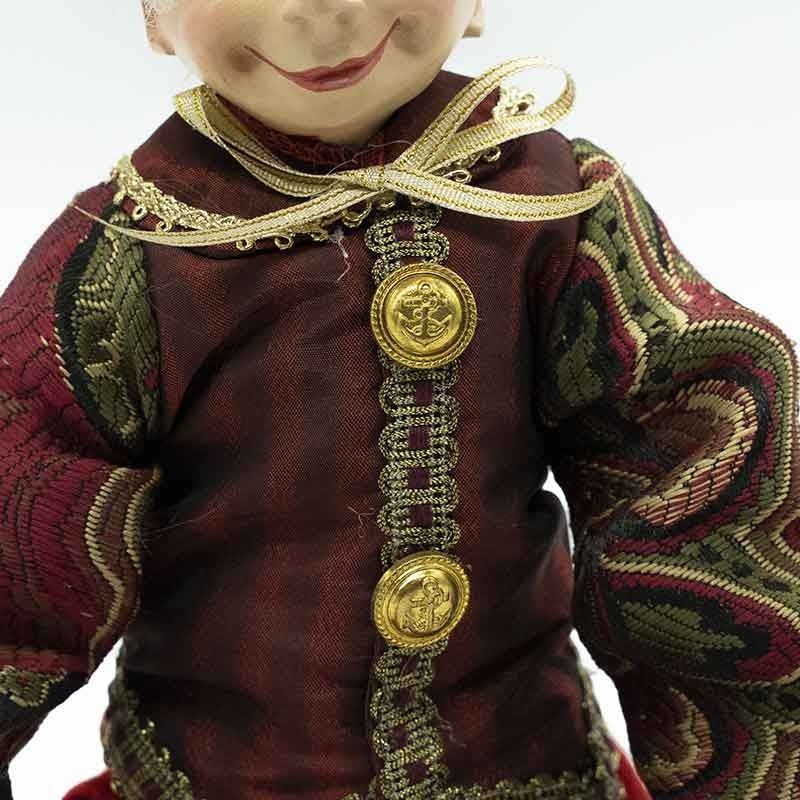 Elfo di Natale con Abito Rosso, Burgundy e Oro H.43 cm