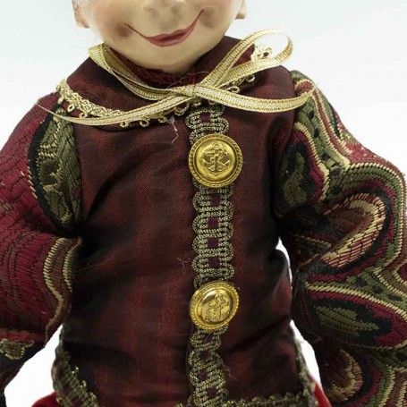 Elfo di Natale con Abito Rosso, Burgundy e Oro H.43 cm