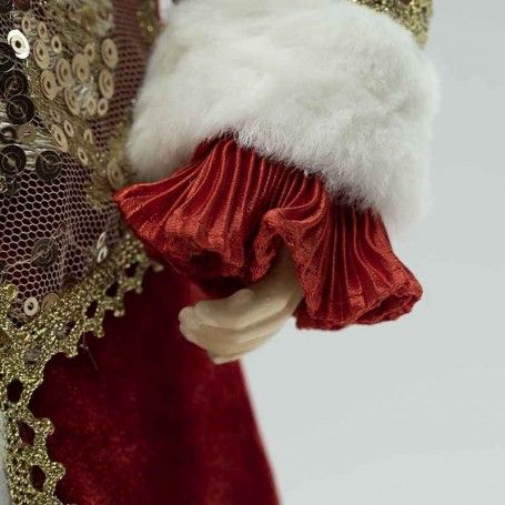 Babbo Natale con Abito Elegante Rosso e Oro H.54 cm