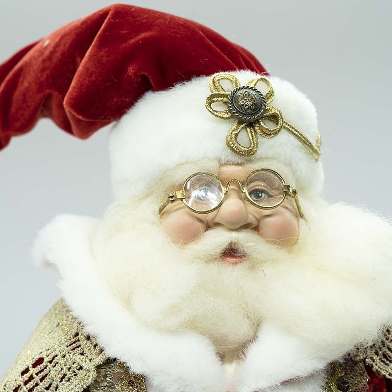 Babbo Natale con Abito Elegante Rosso e Oro H.69 cm