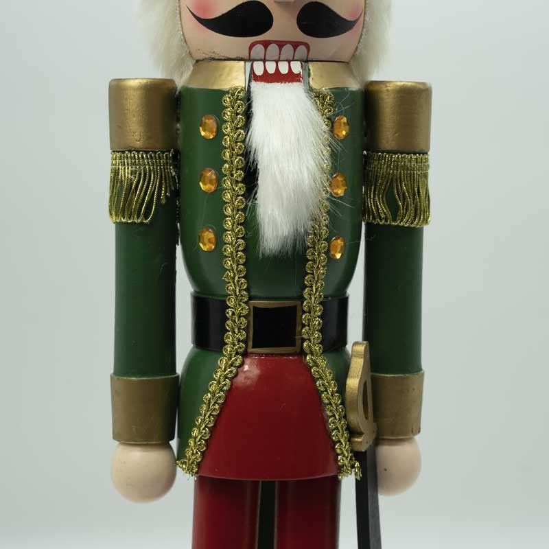 Schiaccianoci Natalizio in Uniforme Verde con Spada H.60 cm