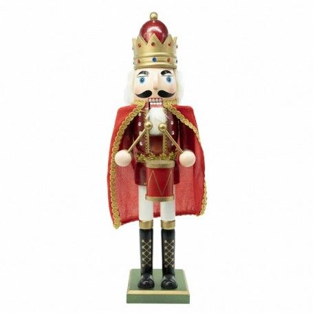 Schiaccianoci Natalizio in Legno con Mantello Rosso H.60 cm