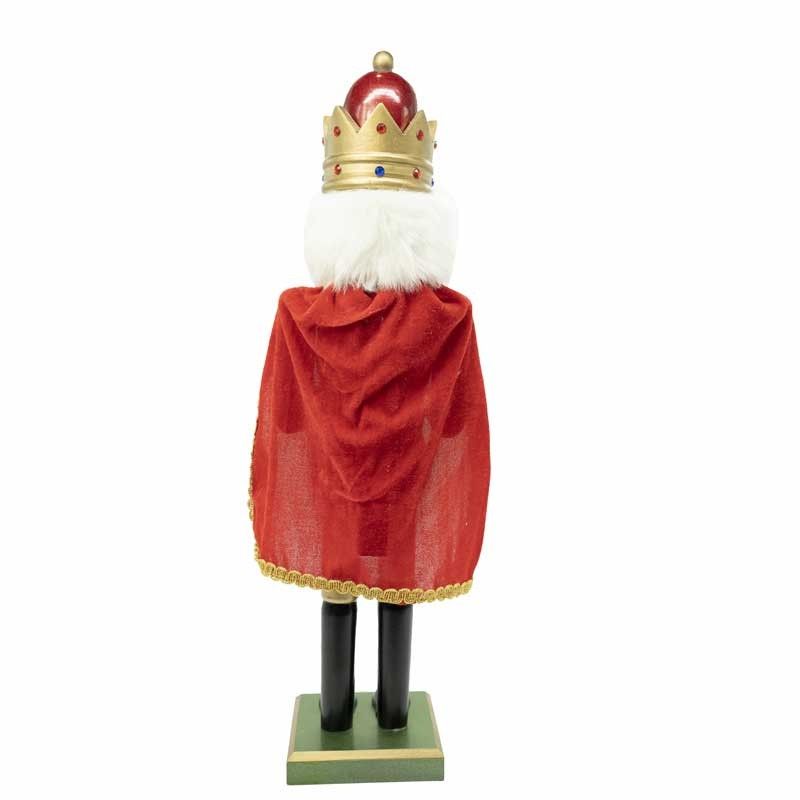 Schiaccianoci Natalizio in Legno con Mantello Rosso H.60 cm