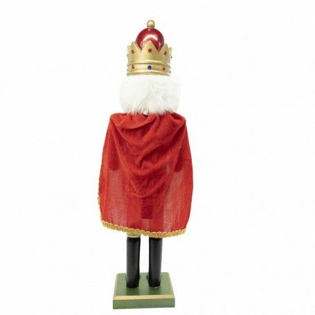 Schiaccianoci Natalizio in Legno con Mantello Rosso H.60 cm