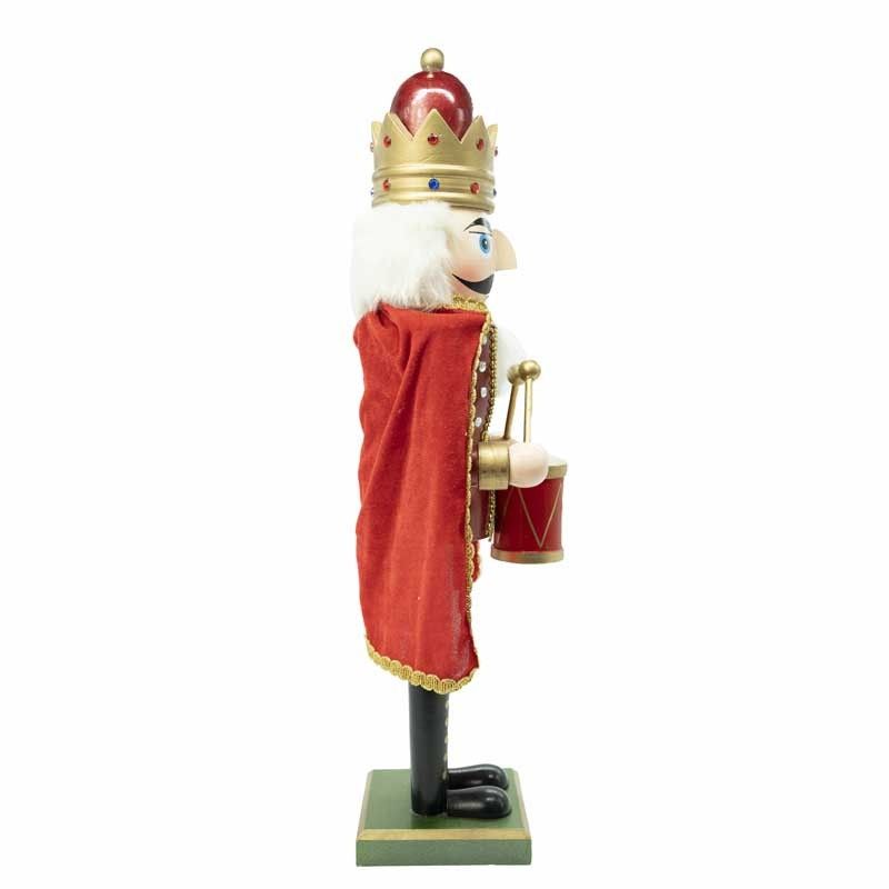 Schiaccianoci Natalizio in Legno con Mantello Rosso H.60 cm