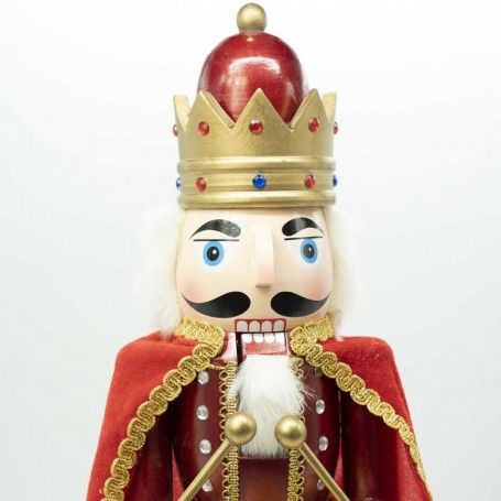 Schiaccianoci Natalizio in Legno con Mantello Rosso H.60 cm