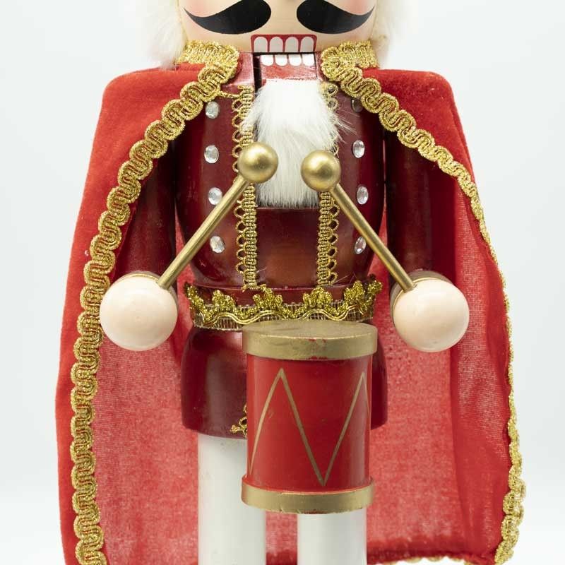 Schiaccianoci Natalizio in Legno con Mantello Rosso H.60 cm