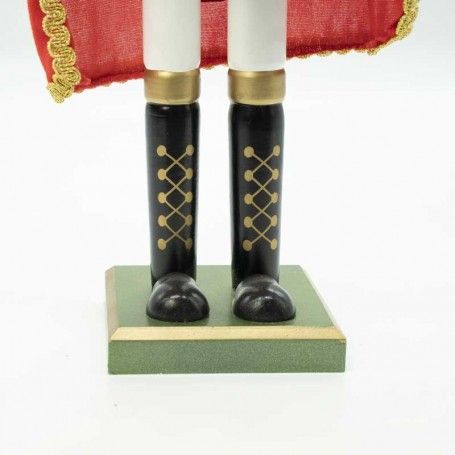 Schiaccianoci Natalizio in Legno con Mantello Rosso H.60 cm