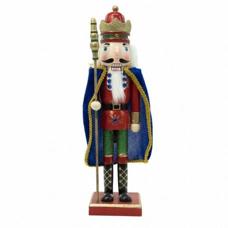 Schiaccianoci Natalizio in Legno con Corona e Scettro H.36 cm