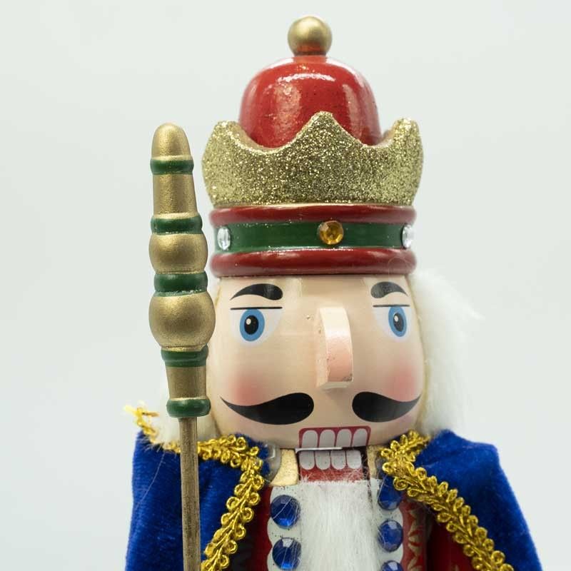 Schiaccianoci Natalizio in Legno con Corona e Scettro H.36 cm