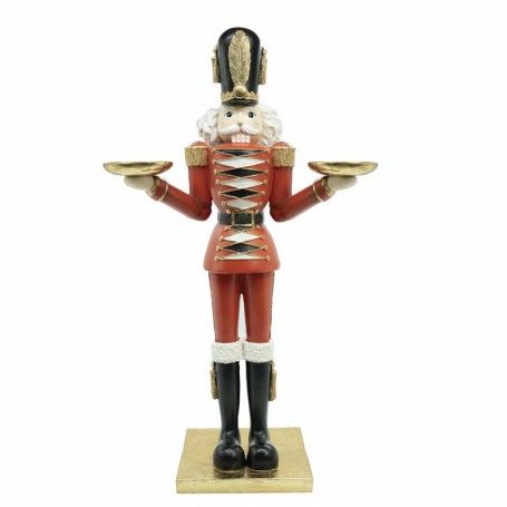 Schiaccianoci Natalizio in Resina con Porta T-Light H.61 cm