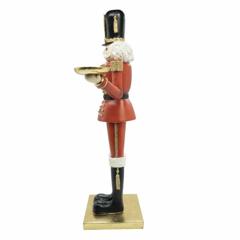 Schiaccianoci Natalizio in Resina con Porta T-Light H.61 cm