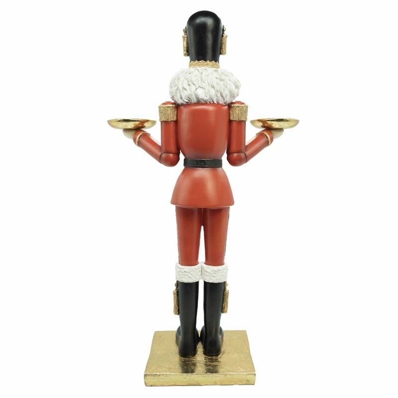 Schiaccianoci Natalizio in Resina con Porta T-Light H.61 cm