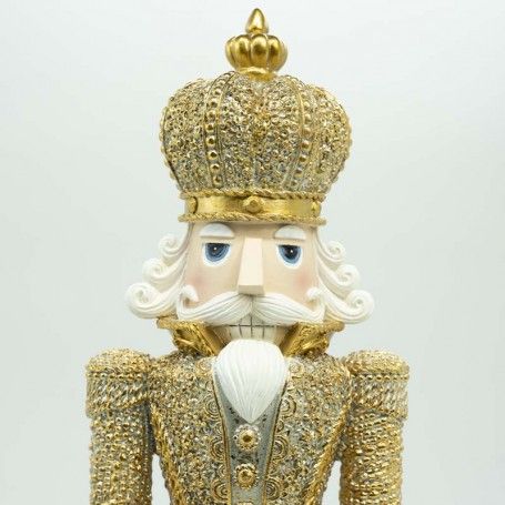 Schiaccianoci Natalizio in Resina Oro e Bianco H.45,5 cm