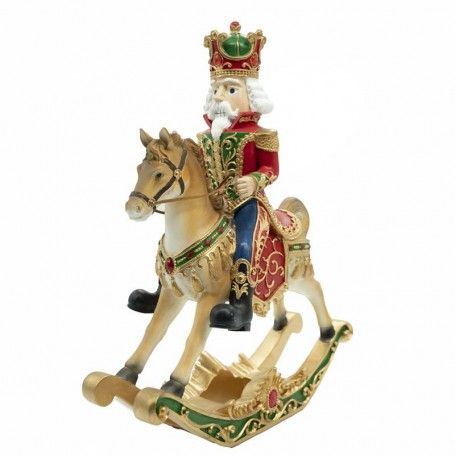 Schiaccianoci Natalizio in Resina su Cavallo a Dondolo