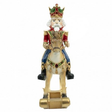 Schiaccianoci Natalizio in Resina su Cavallo a Dondolo