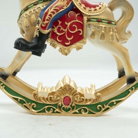 Schiaccianoci Natalizio in Resina su Cavallo a Dondolo