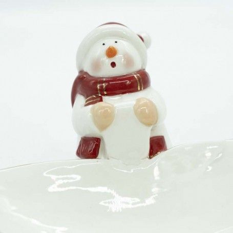 Piatto ad Albero in Ceramica con Pupazzo di Neve Piatto ad Albero in Ceramica con Pupazzo di Neve