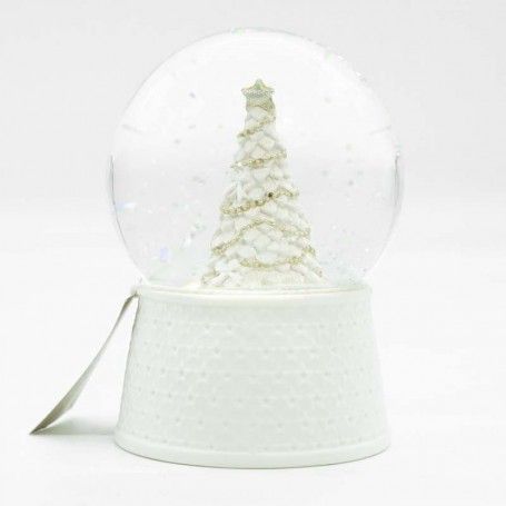 Sfera Natalizia ad Acqua in Vetro e Poliresina con Albero di Natale D.10 cm