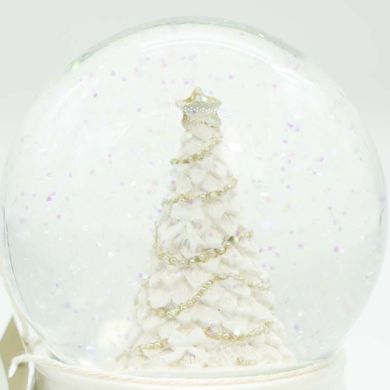 Sfera Natalizia ad Acqua in Vetro e Poliresina con Albero di Natale D.10 cm