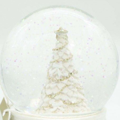 Sfera Natalizia ad Acqua in Vetro e Poliresina con Albero di Natale D.10 cm