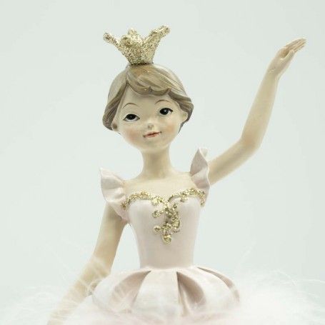 Ballerina in Poliresina con Abito di Piume H.21 cm