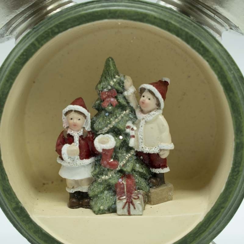 Sveglia Natalizia con Bimbi e Albero di Natale H.13 cm
